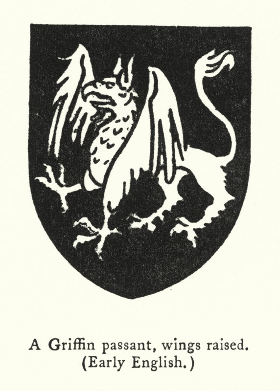 Bir Griffin yolcusu, kanatları kaldırdı, Erken İngilizce (gravür) by English School