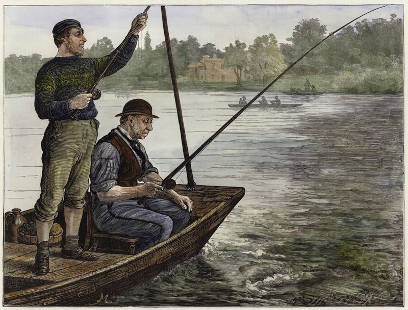 Thames olta balıkçılığı kulübünün bir üyesi by English School
