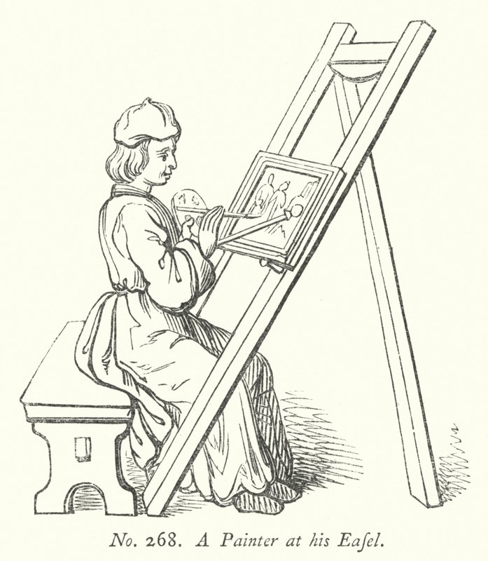 Şövalesinin Başında Bir Ressam (gravür) by English School