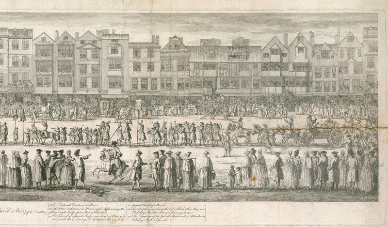 Haşlanmış Sefil Masonların büyük alayının geometrik bir görünümü, Somerset House, Londra by English School