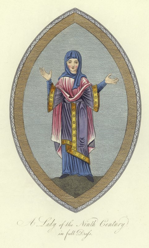 Tam elbiseli 9. Yüzyılın bir hanımı by English School