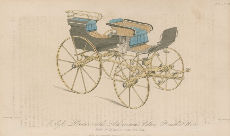 Ackermanns patentli hareketli akslara sahip hafif bir Phaeton by English School