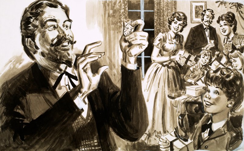 Noel yaklaşırken bir adam saatine bakar by English School