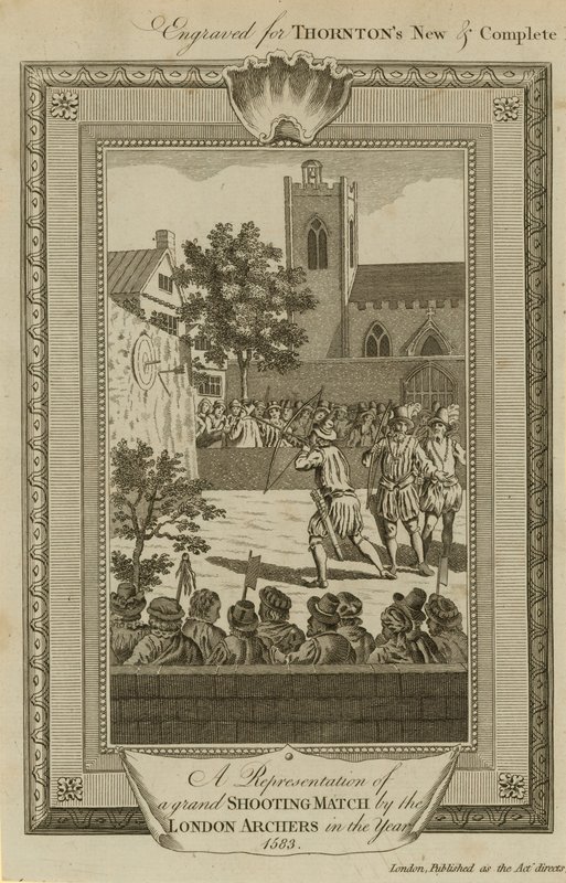1583 yılında Londra okçuları tarafından yapılan büyük bir atış maçının temsili by English School