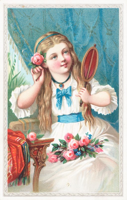 Saçında çiçek olan genç bir kız by English School