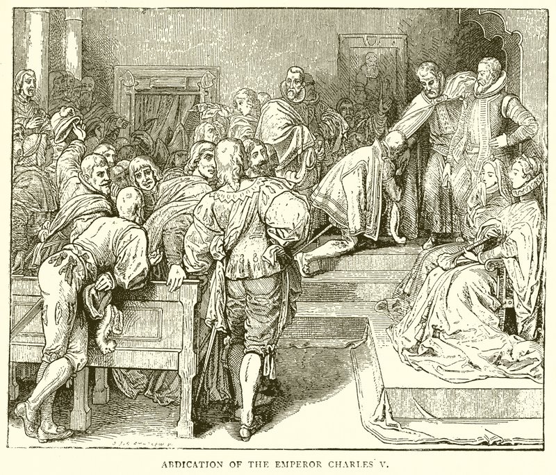 İmparator Charles V'nin tahttan çekilmesi by English School