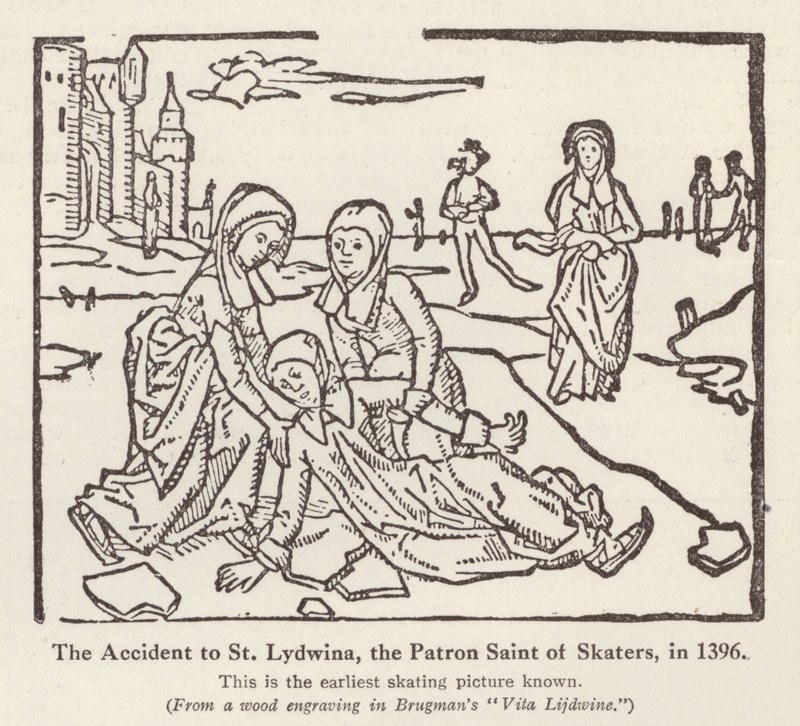 1396'da patencilerin koruyucu azizi St Lydwina'nın kazası (lito) by English School