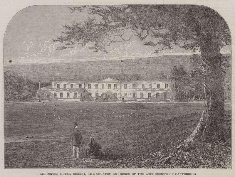 Addington House, Surrey, Canterbury Başpiskoposlarının Kır Evi (gravür) by English School