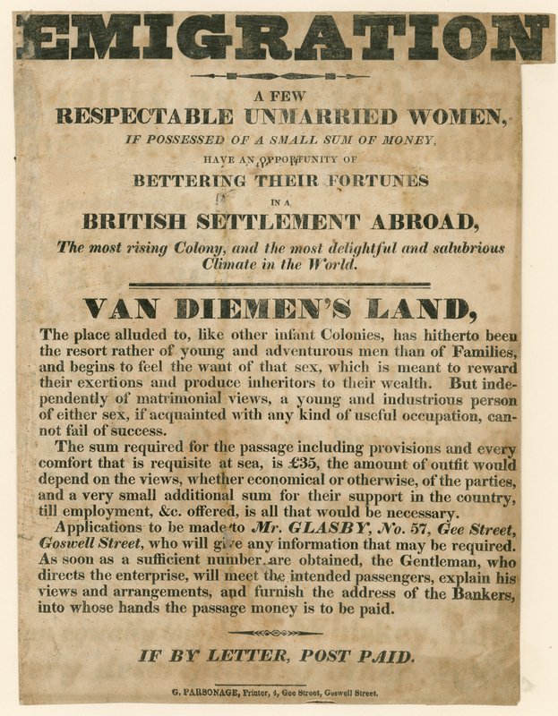 Genç kadınların Van Diemens Land
