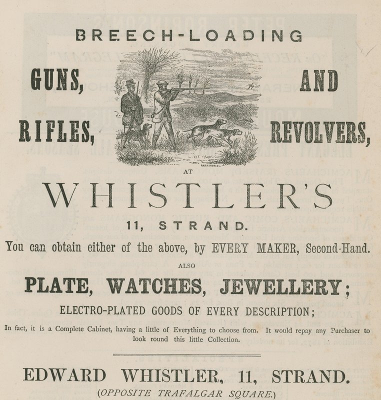 Edward Whistler, 11 Strand, Londra için ilan by English School