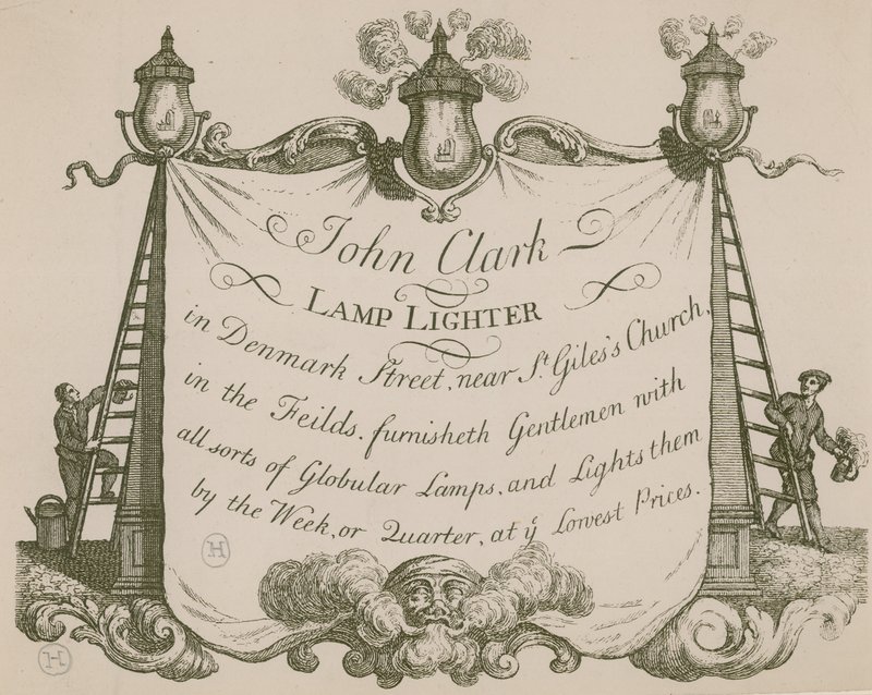John Clarke, lamba çakmak, Danimarka Caddesi, Londra için reklam by English School