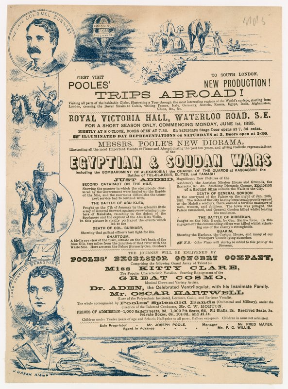 Joseph Pooles Yurtdışı Gezileri, Royal Victoria Hall, Waterloo Road, Londra İlanı by English School