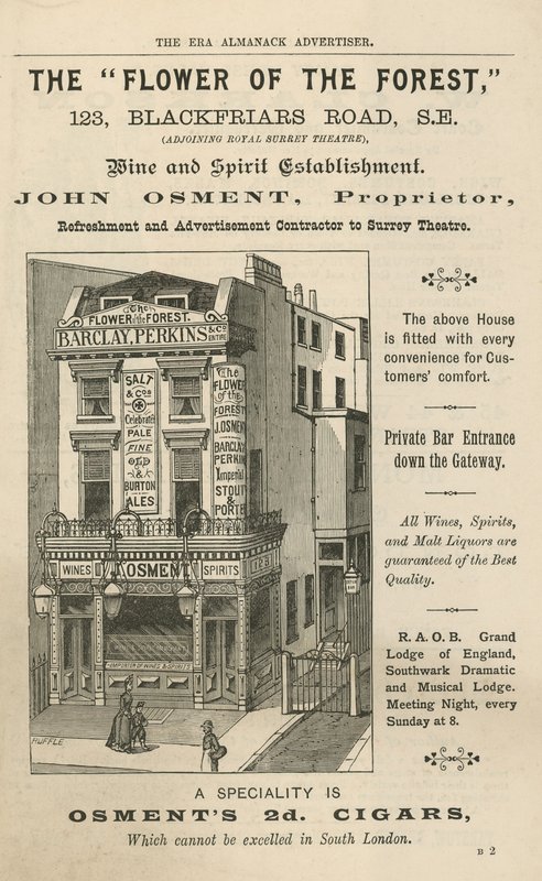 The Flower of the Forest, 123 Blackfriars Road, Londra İlanı by English School