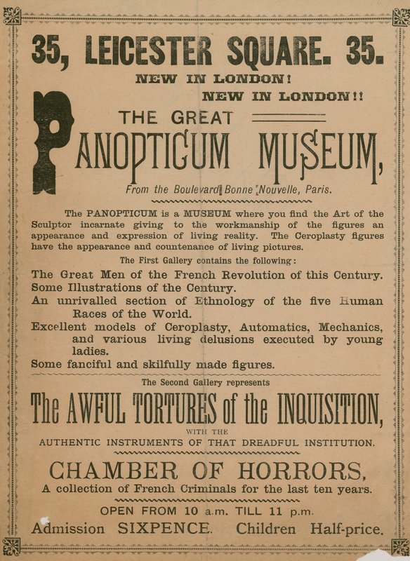 The Great Panopticum Museum reklamı, 35 Leicester Square, Londra, 1854 by English School