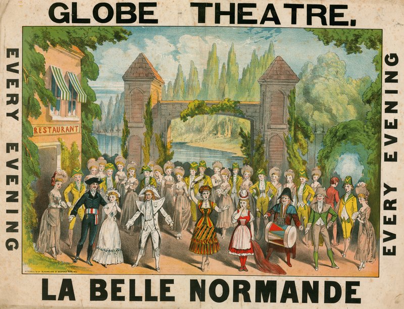 Globe Theatre, Londra, La Belle Normande için reklam by English School