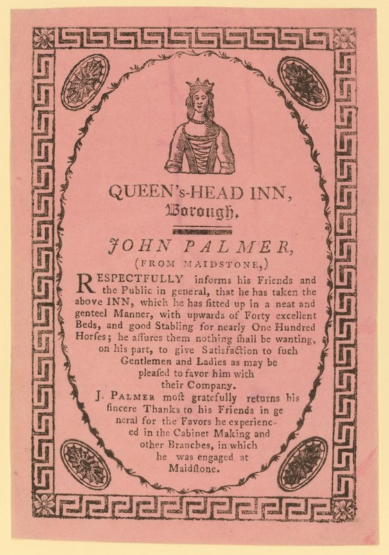 Queens Head Inn, Borough, Londra için ilan by English School