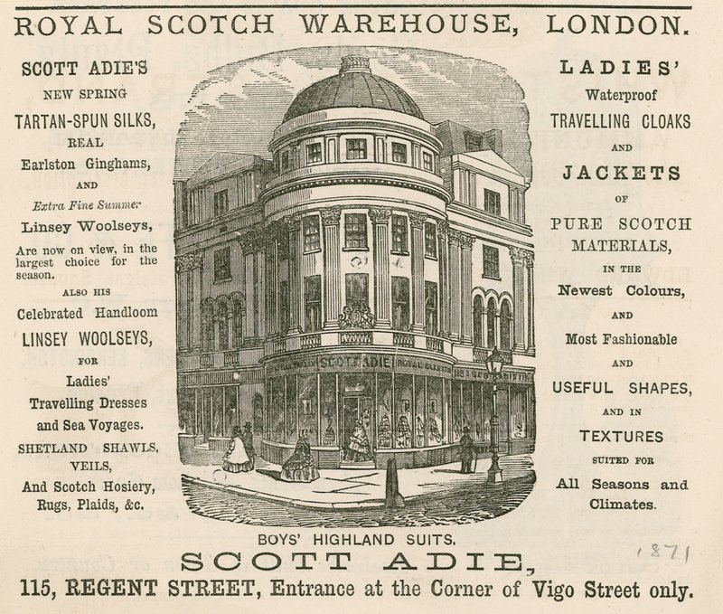 Royal Scotch Warehouse, 115 Regent Street, Londra için ilan by English School