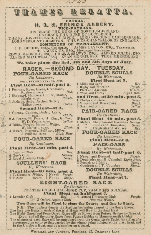 Thames Regatta için reklam, 1843 by English School