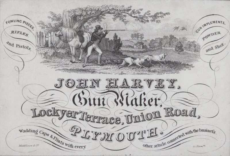 John Harvey, silah üreticisi, Plymouth, Devon için reklam by English School