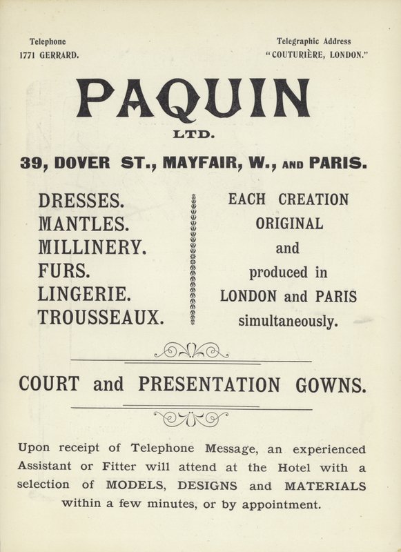 Paquin, terziler için reklam by English School