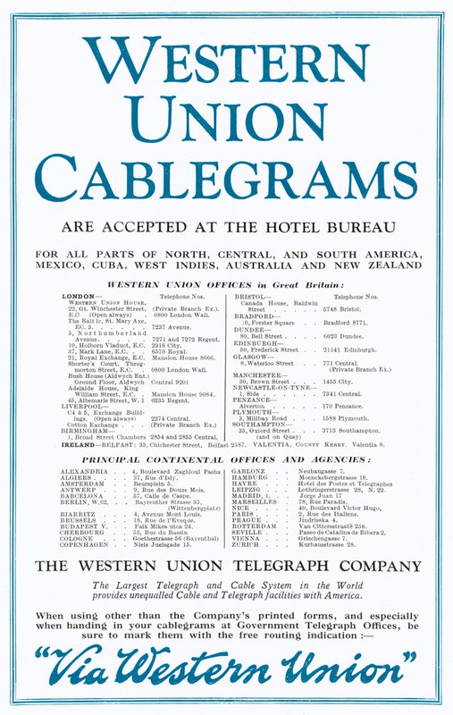 Western Union Kablogramları için Reklam (renkli taş) by English School