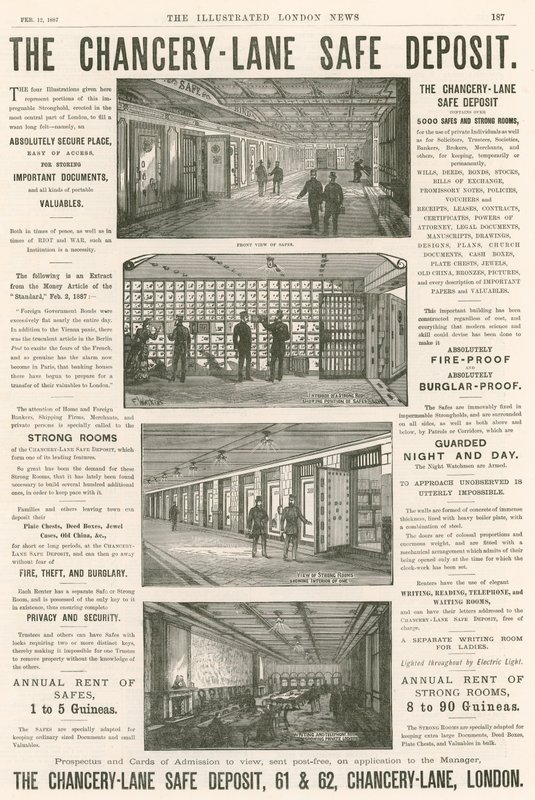 Chancery Lane Safe Deposit, 61-62 Chancery Lane, Londra için reklam; by English School