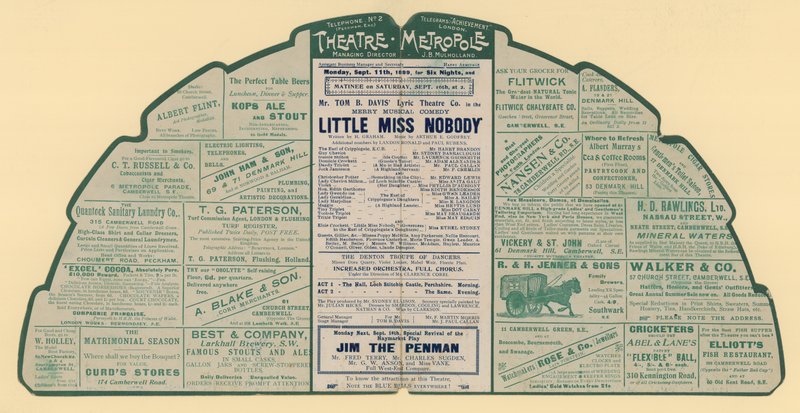 Theatre Metropole, Peckham, Londra için reklam broşürü by English School