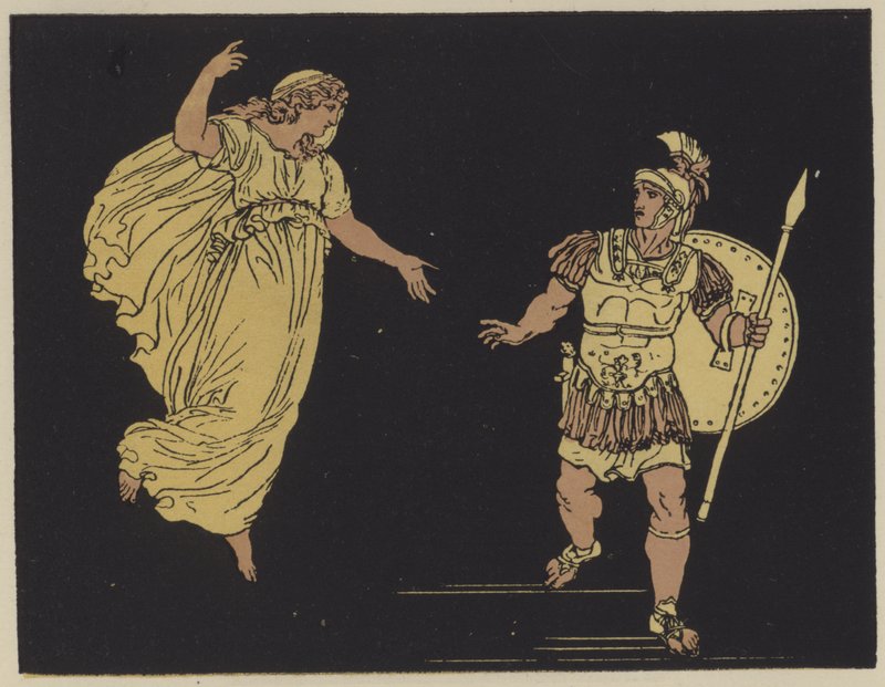 Aeneas ve Creusa'nın gölgesi (renkli lito) by English School