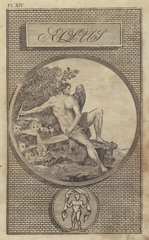 Aeolus, eski Roma rüzgar tanrısı (gravür) by English School