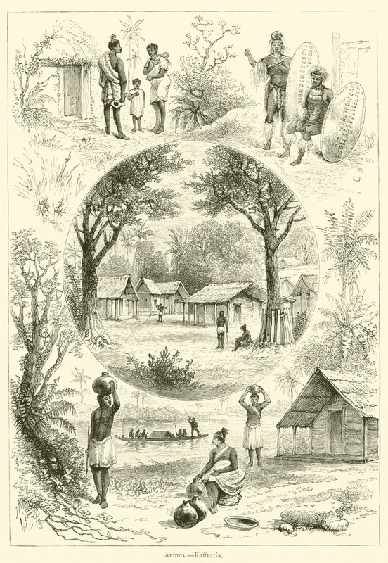 Afrika, Kaffraria (gravür) by English School