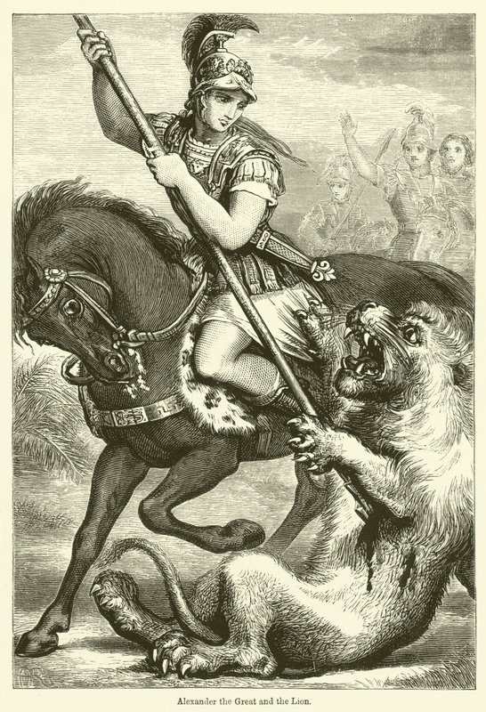 Büyük İskender ve Aslan (gravür) by English School