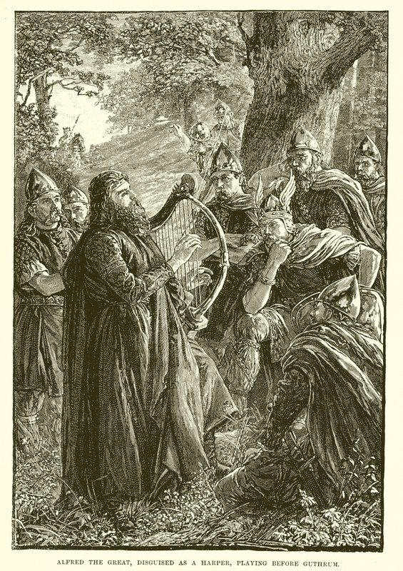 Büyük Alfred, arpçı kılığına girmiş, Guthrum