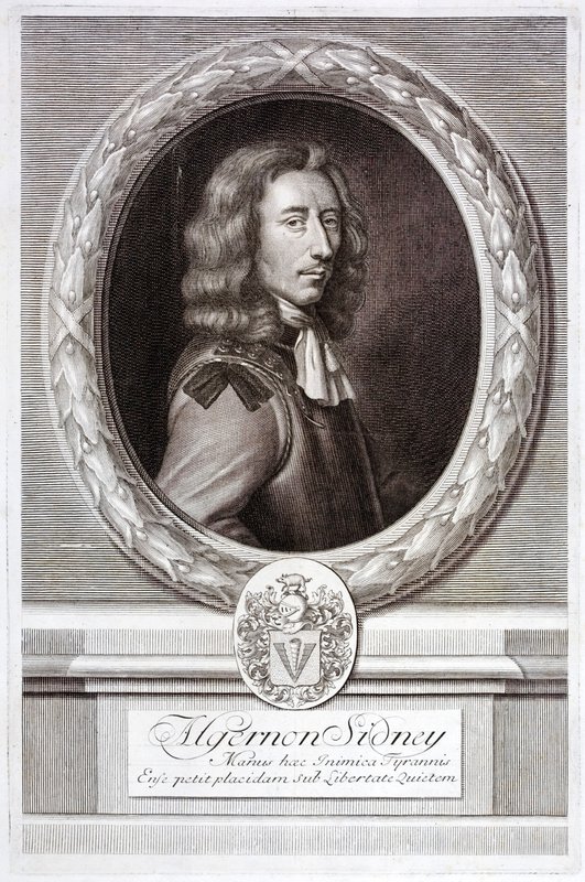Algernon Sidney, İngiliz cumhuriyetçi siyaset kuramcısı ve asker (gravür) by English School