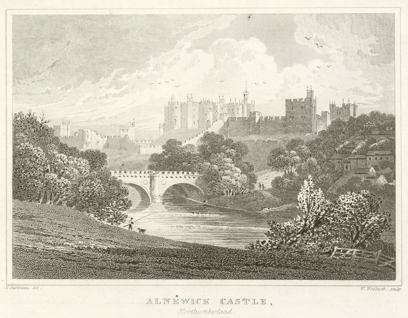 Alnwick Kalesi, Northumberland (gravür) by English School