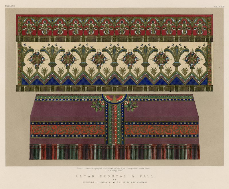 Altar Frontal ve Pall, Messrs Jones ve Willis, Birmingham by English School