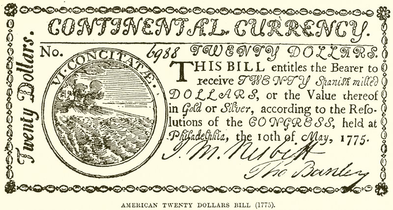 Amerikan Yirmi Doları Bill (1775) by English School