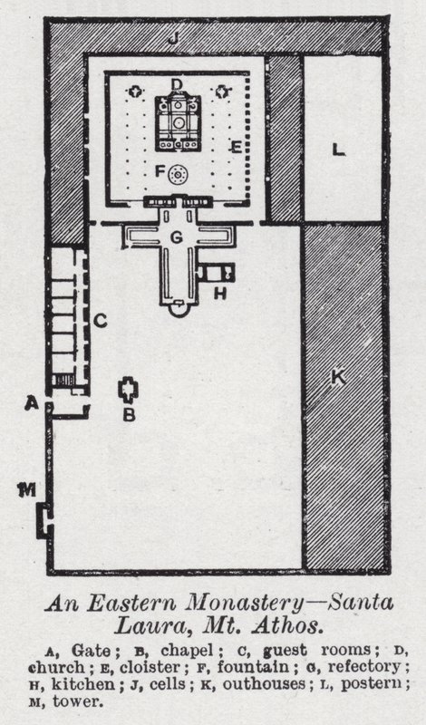 Bir Doğu manastırı, Santa Laura, Athos Dağı (lito) by English School