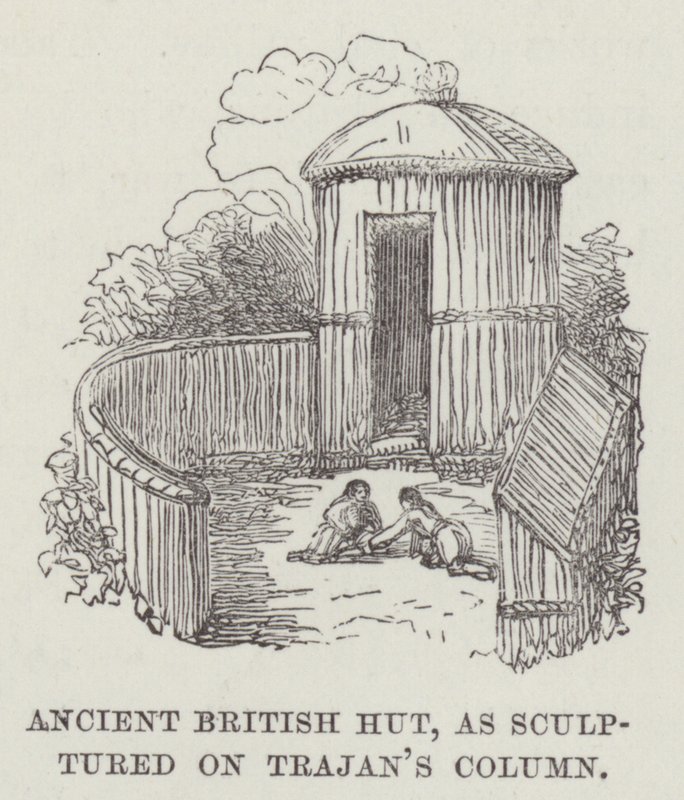 Antik İngiliz kulübesi, Trajan Sütunu (gravür) üzerine oyulmuş olarak by English School