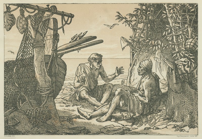 Antik Yunan balıkçıları (lito) by English School
