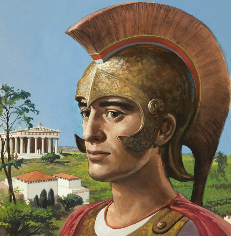 Antik Yunan askeri (kağıt üzerine guaj) by English School