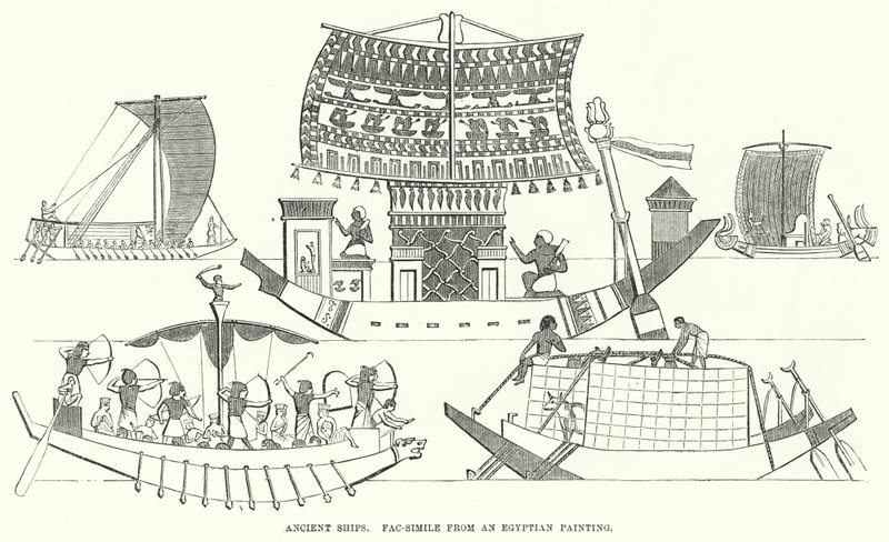 Antik Gemiler, Bir Mısır Resminden tıpkıbasım (gravür) by English School