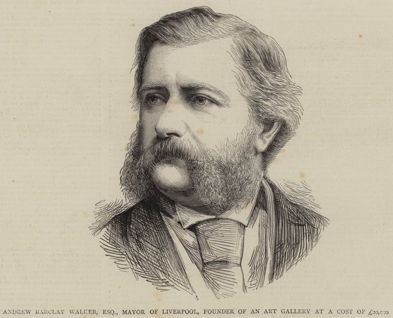Andrew Barclay Walker, Esquire, Liverpool Belediye Başkanı, £ 20000 Maliyetli Sanat Galerisi Kurucusu (gravür) by English School