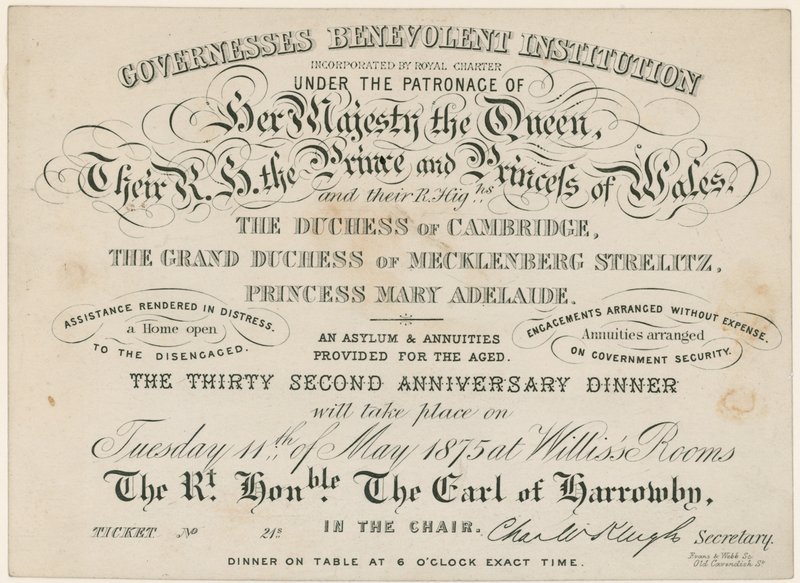 Mürebbiyeler Yardım Kuruluşu için yıldönümü yemeği, 1875 by English School