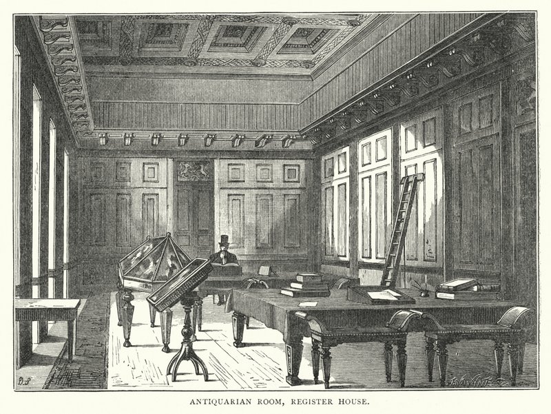 Antika Odası, Kayıt Evi (gravür) by English School