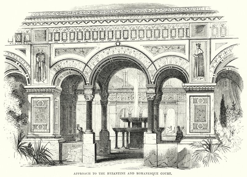 Bizans ve Romanesk Avluya Yaklaşım (gravür) by English School