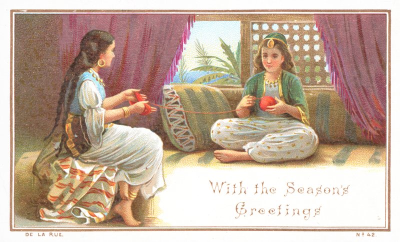 Arap Bayanlar Yün Topu, Noel Kartı by English School