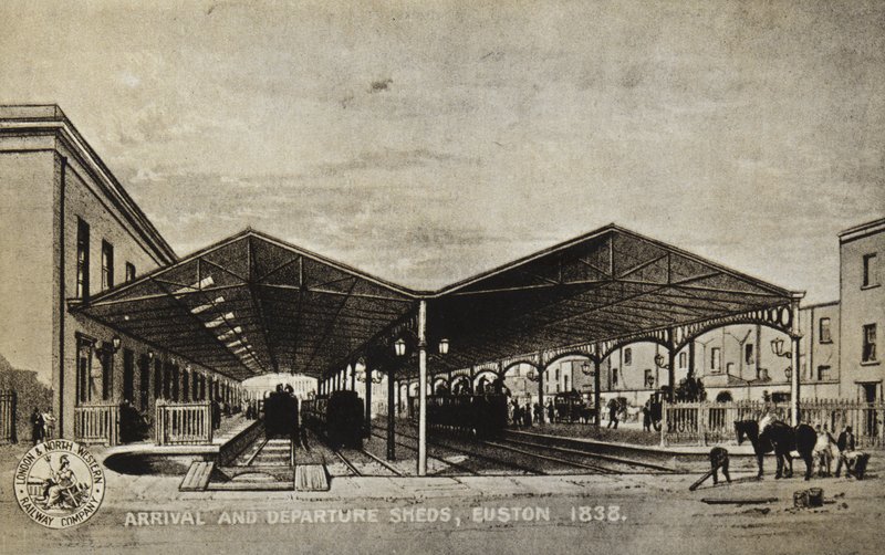 Geliş ve Gidiş Hangarları, Euston 1838 by English School