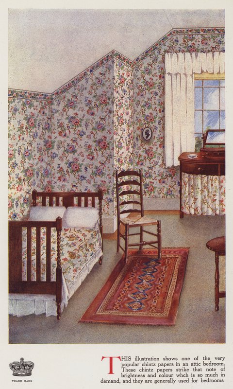 Tavan arası yatak odası (renkli litho) by English School