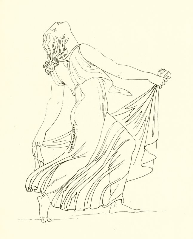 Coşkulu bir şevkle dans eden Bacchante by English School