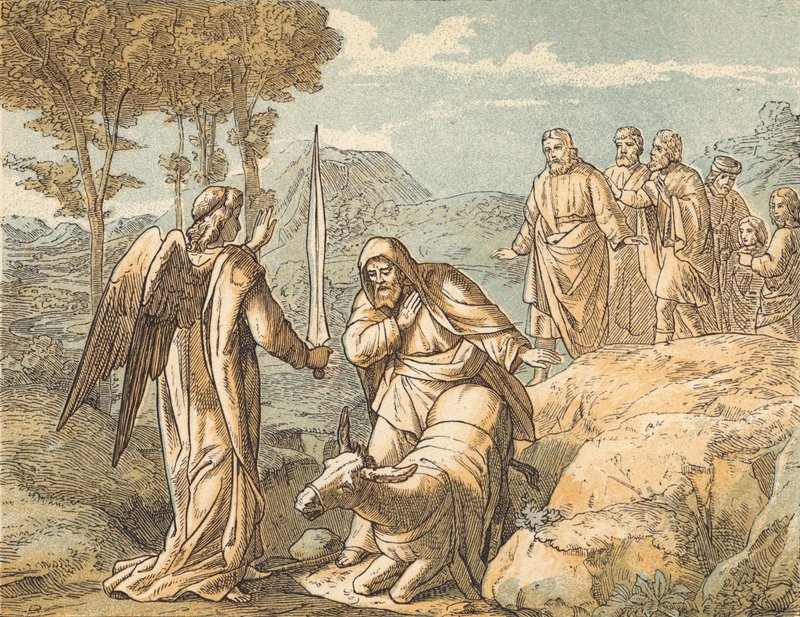 Balam ve Melek (renkli gravür) by English School